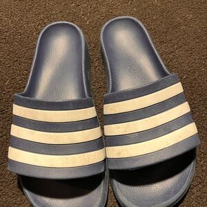 Adidas Navy and White Slide Sandals